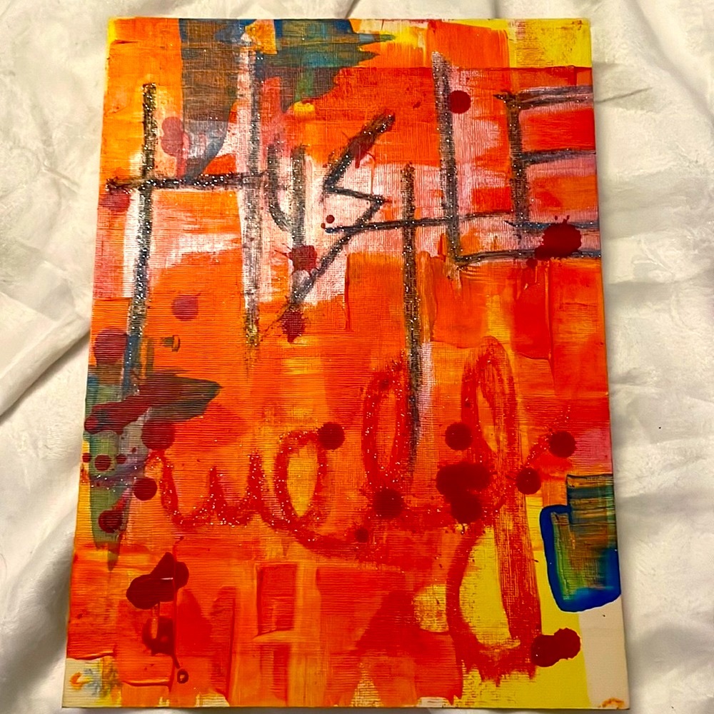 Unframed Original Contemporary Modern Acrylic Art On Canvas Paper Hustle & Flow
